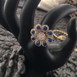 Italy gold 14k ring with blue zirconium